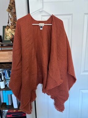 Universal Thread Open-Front Rust Orange Knit Poncho